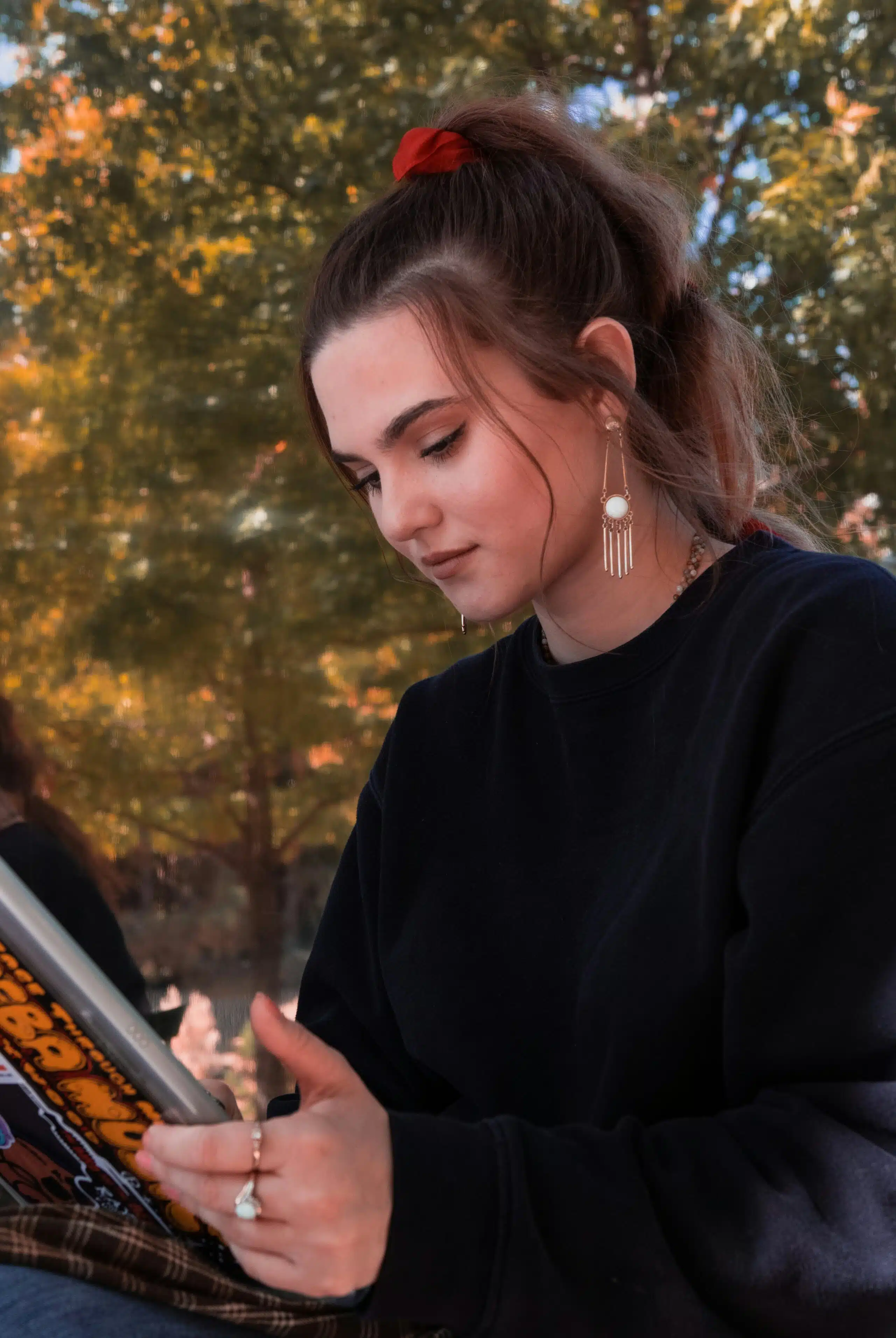 Female student on an Ipad